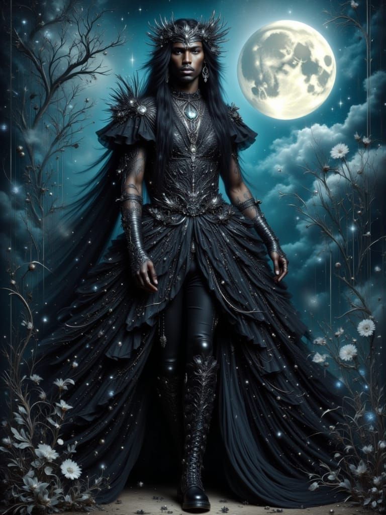 Gothic Man in Moonlight: Art Nouveau Punk