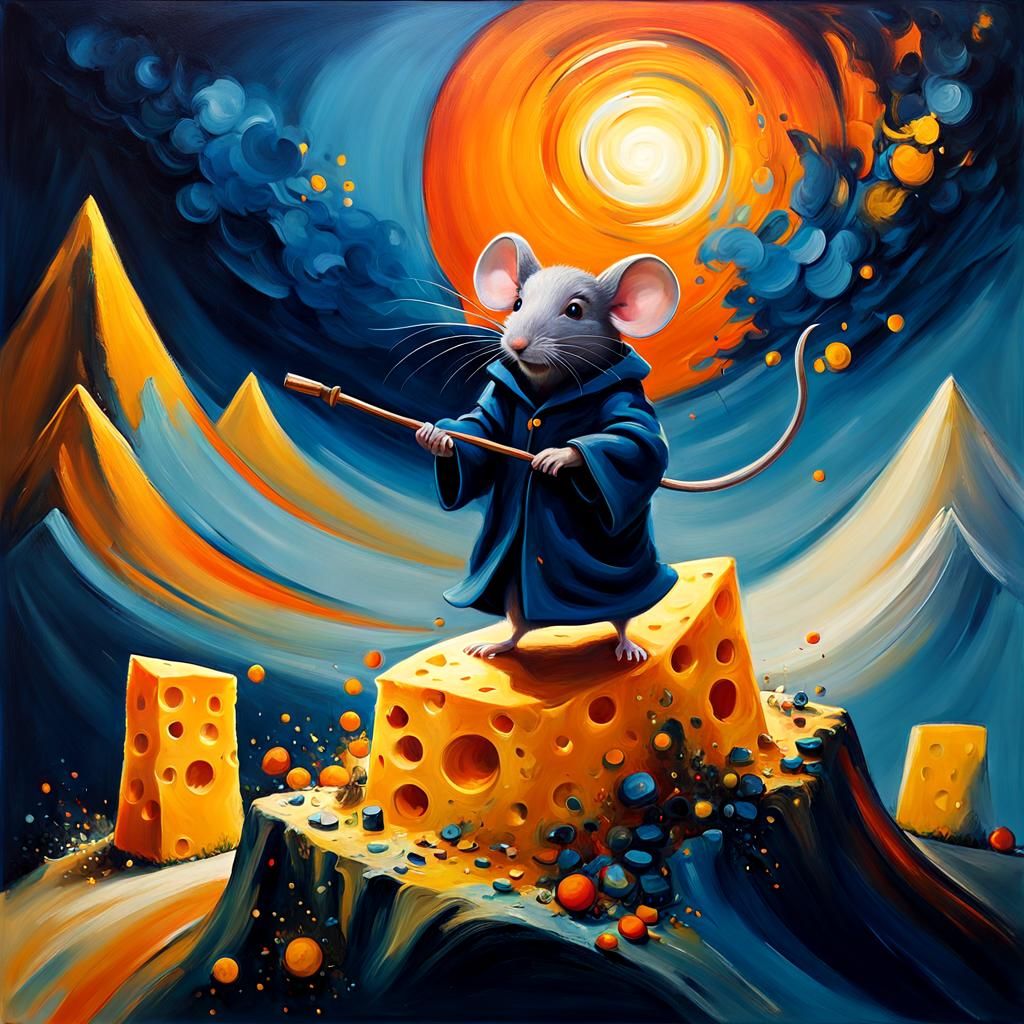Mouse Wizard on Cheese Mountain: Abstract Expressionism