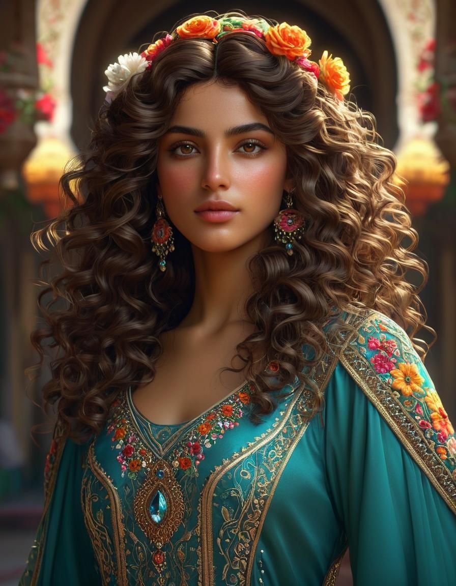 Mesmerizing Palestinian Woman Portrait with Embroidery