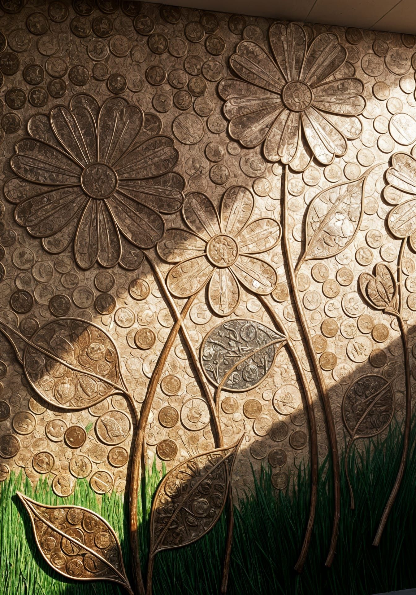 Penny Flower Mural: Unique Wall Art