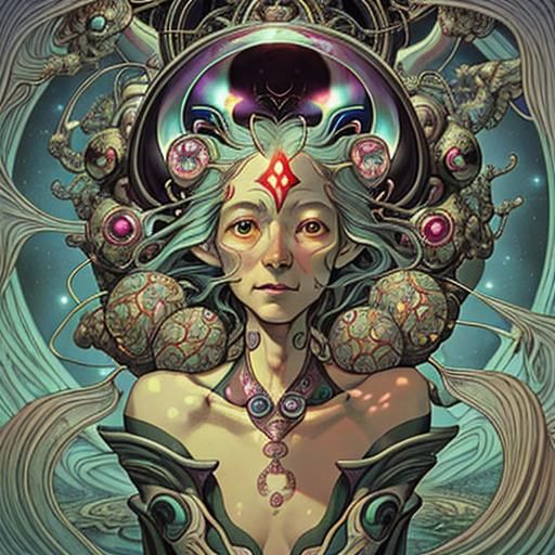 Surreal Space Walker in Orbit: A Fairytale Vision