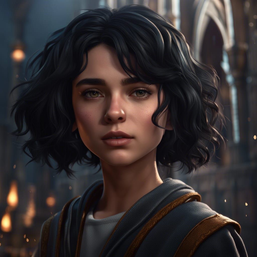 Hogwarts Girl: Tomboy in Detailed Matte Painting Style