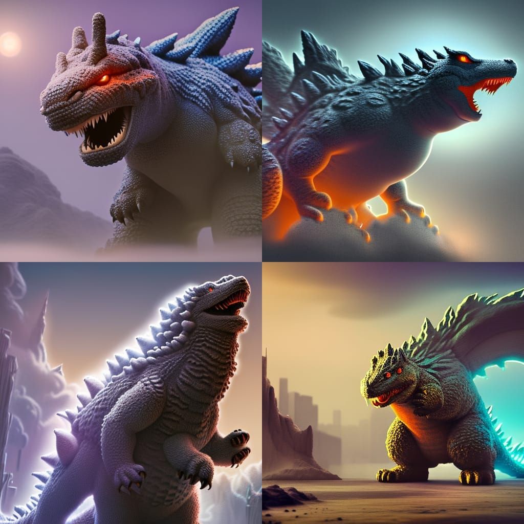 Fluffy Rabbit Godzilla: Digital Art Masterpiece