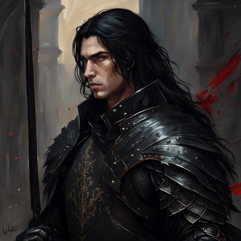 Medieval Warrior with Spear: Detailed Fantasy Art