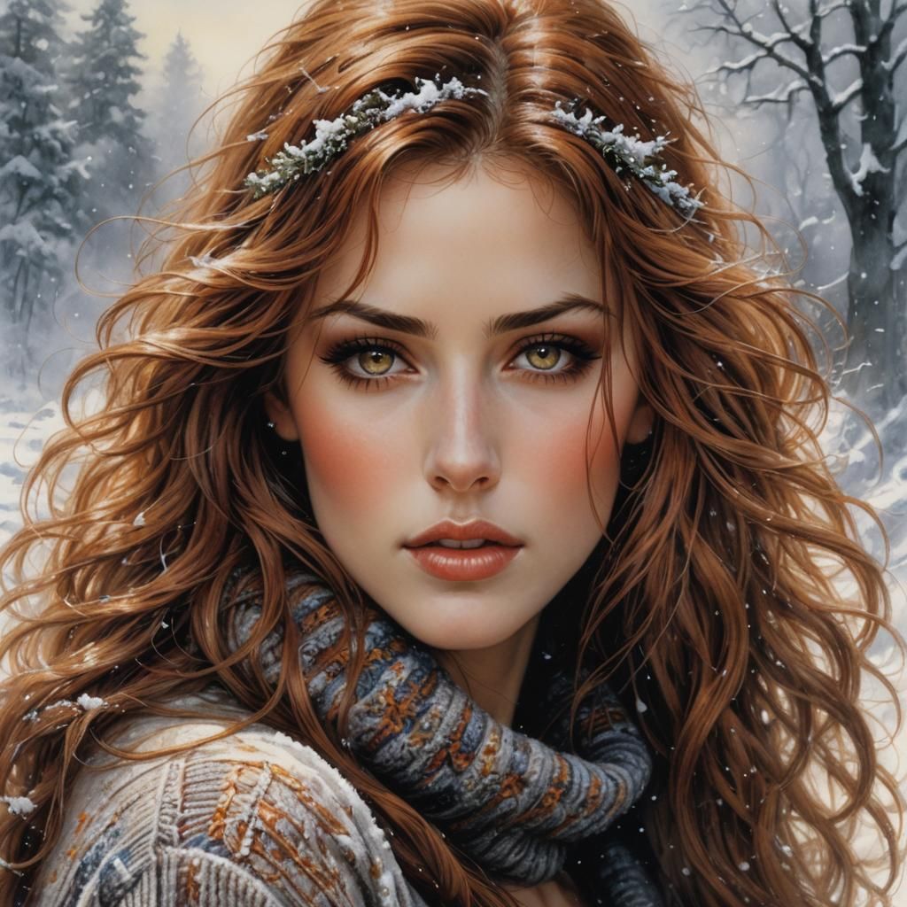 Auburn Haired Woman Portrait in Luis Royo Style