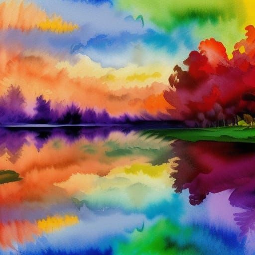 Rainbow Reflection: Gouache and Watercolor Impressionism