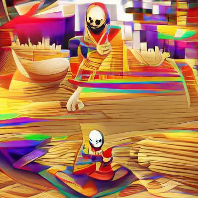 Colorful 3D Render of Papyrus from Undertale