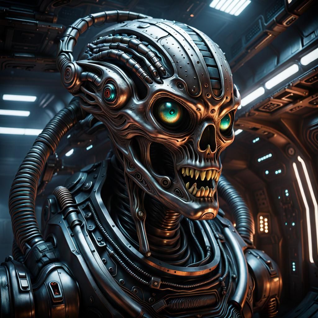 Surreal Biopunk Horror Monster in Space