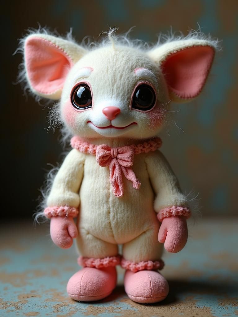 Cute Plush Monster in Mechaboots, Textile Art