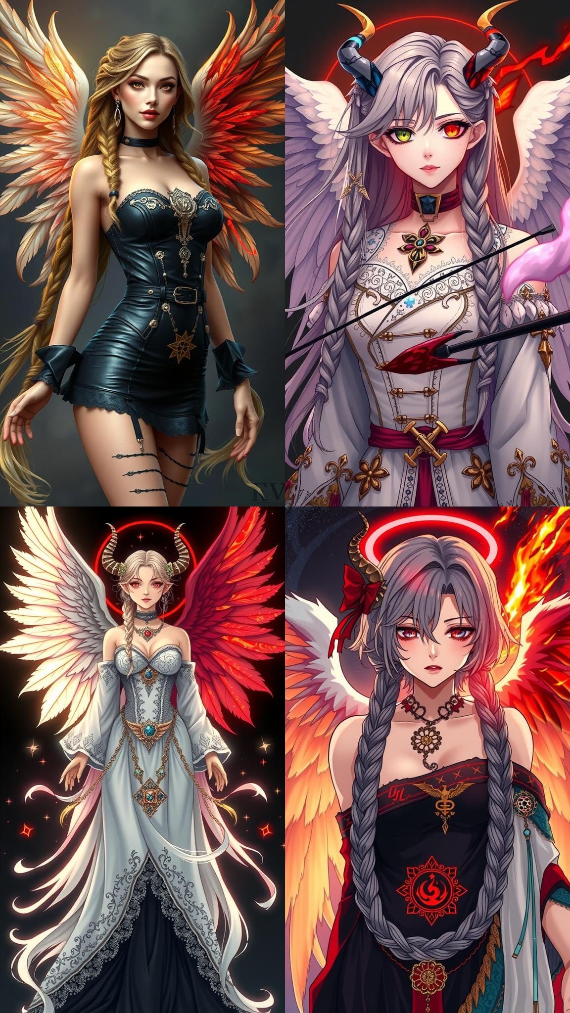 Anime-Style Angel and Demon Fusion
