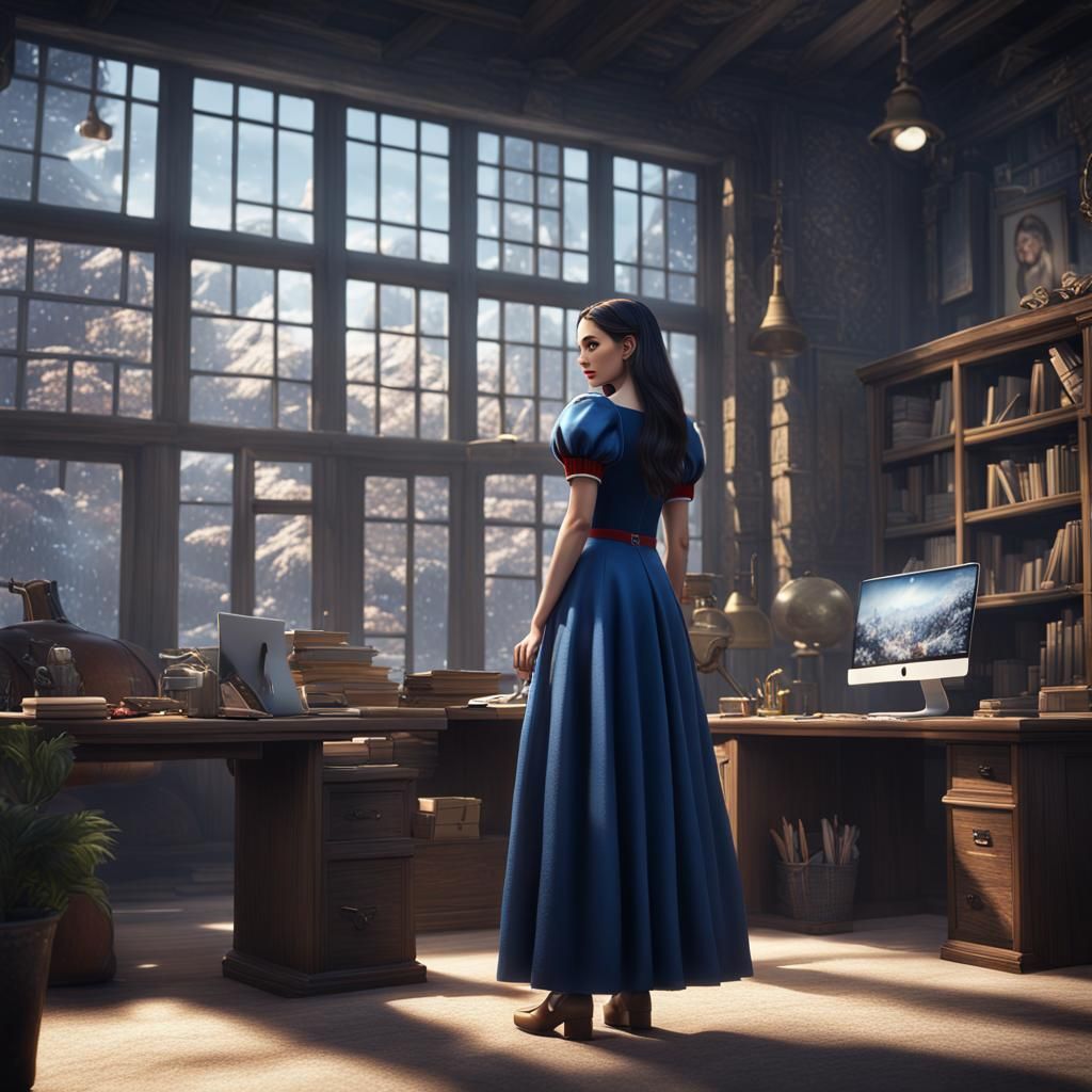Snow White in Office: Detailed Matte Painting