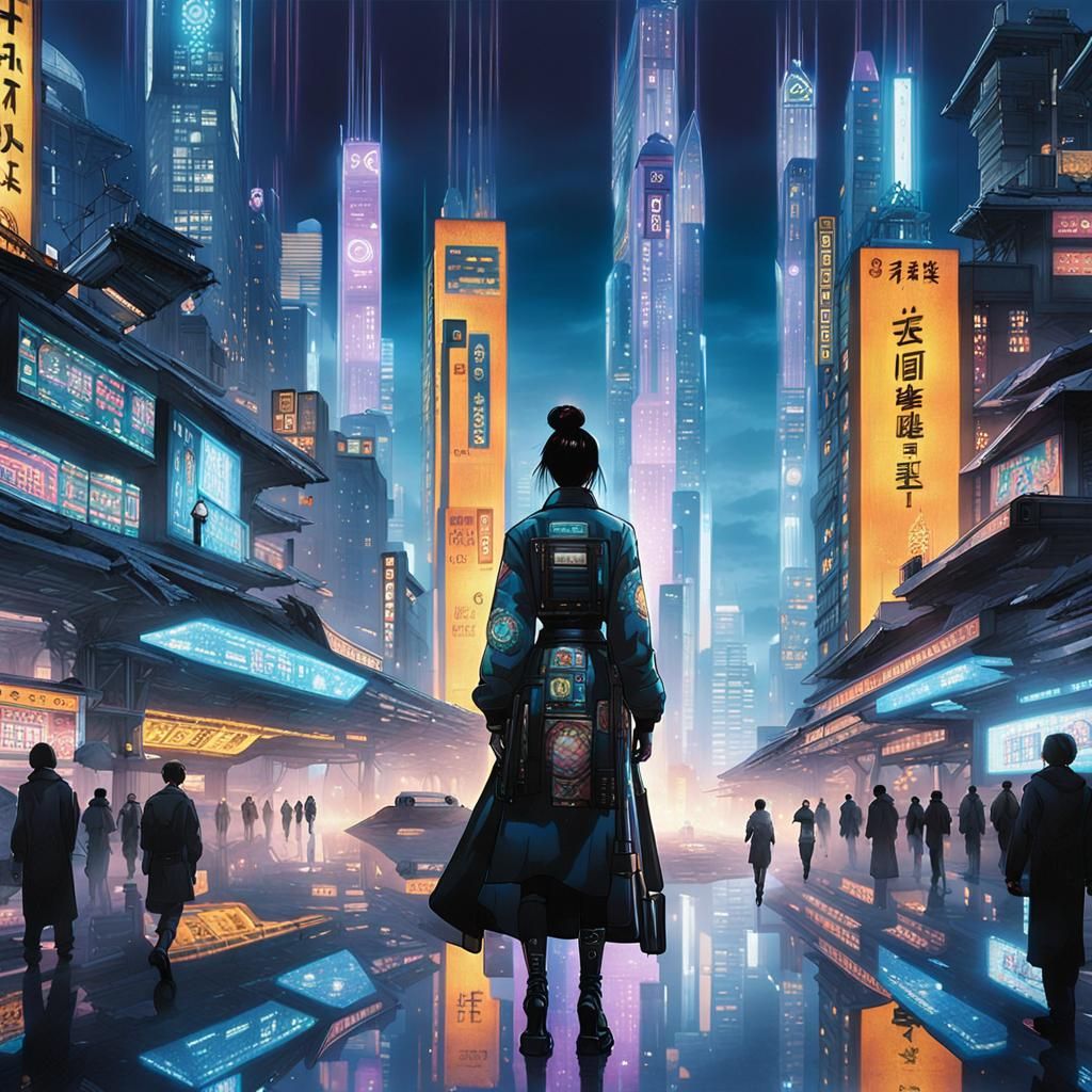 Korean Time Traveler Arrives in Cyberpunk Cityscape