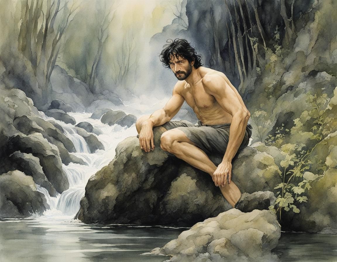 There is apparently a snake in the water that he is afraid of... I don't know why else he would perch like this. 🤣