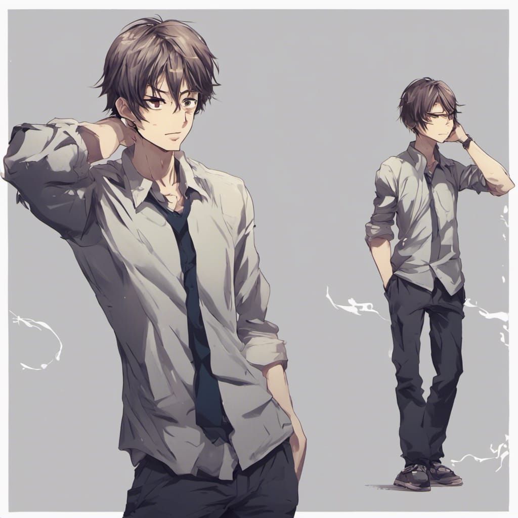 Anime Character with Dual Emotions in Manga Style