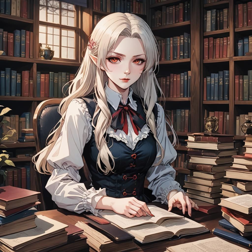 Vampire Tutor: A Manga-Inspired Anime Illustration