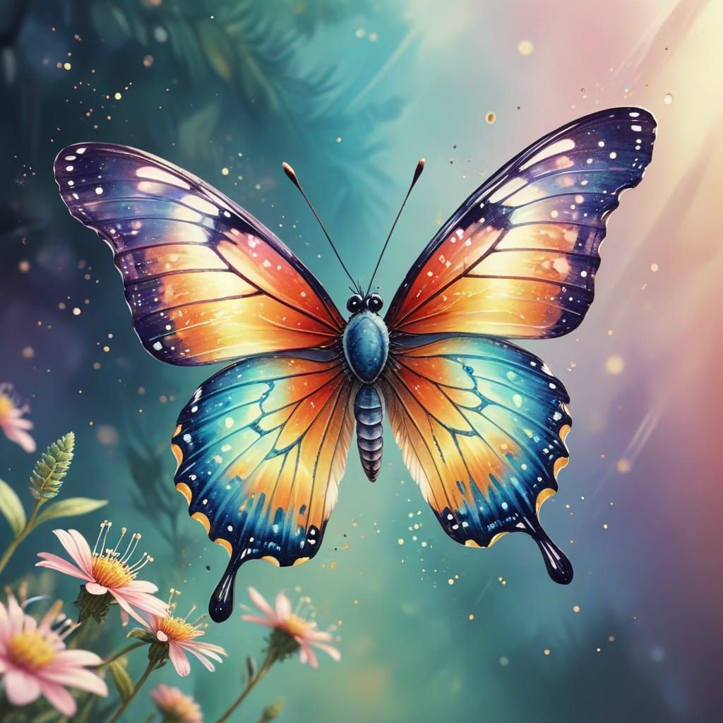 Confused Butterfly in Watercolor Style Illustration