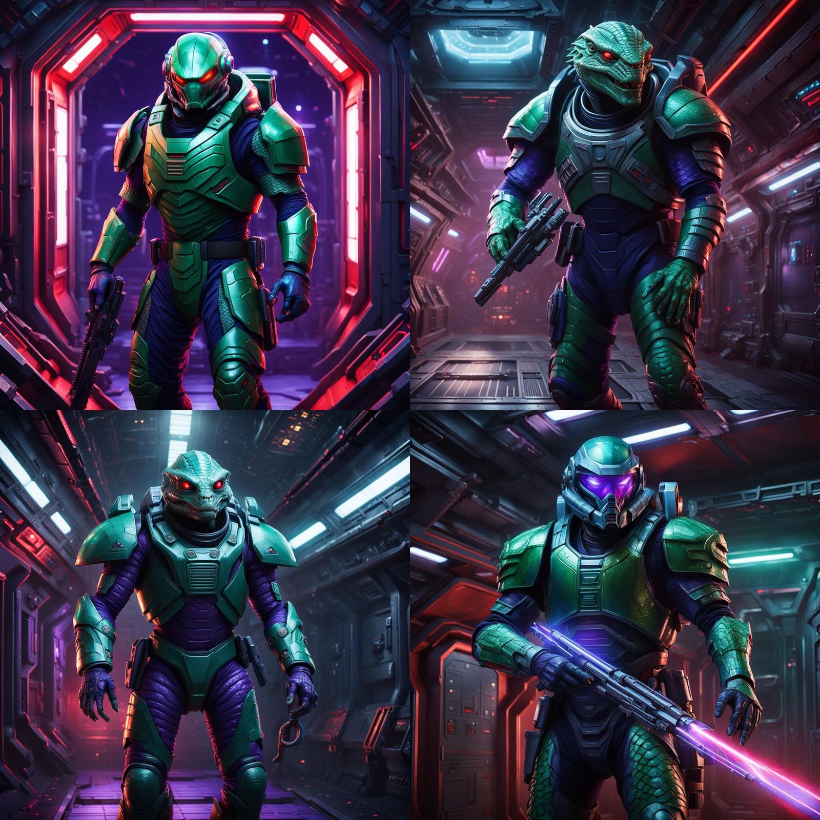 Reptilian Alien Soldier in High-Tech Armor