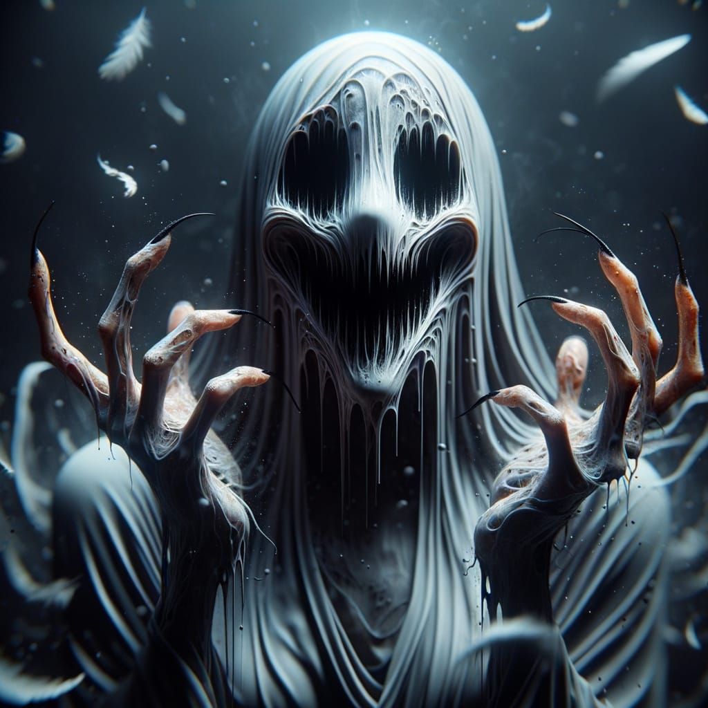 Ethereal Horror Figure Dissolves into Shadows