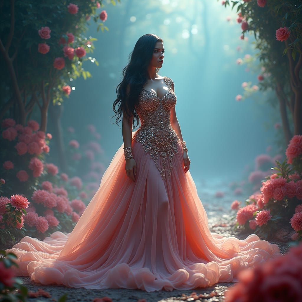 Gemstone Gown in Dreamlike Fantasy Realm