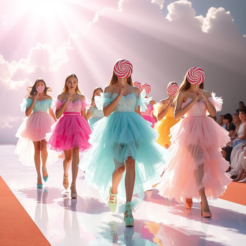 Fashion Models Strut Down a Shimmering Runway in Whimsical C...