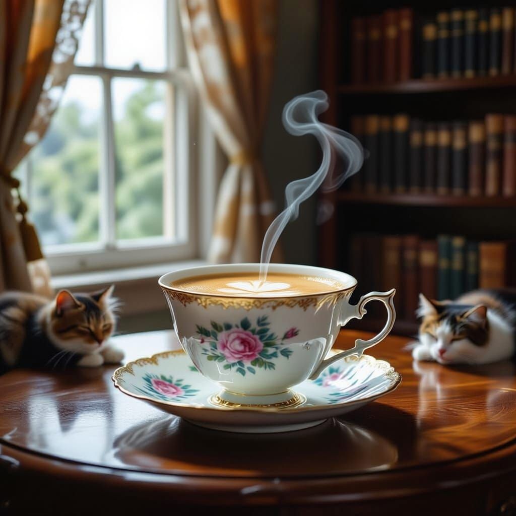 Teacup Tempest: Hyperrealism Meets Surrealism