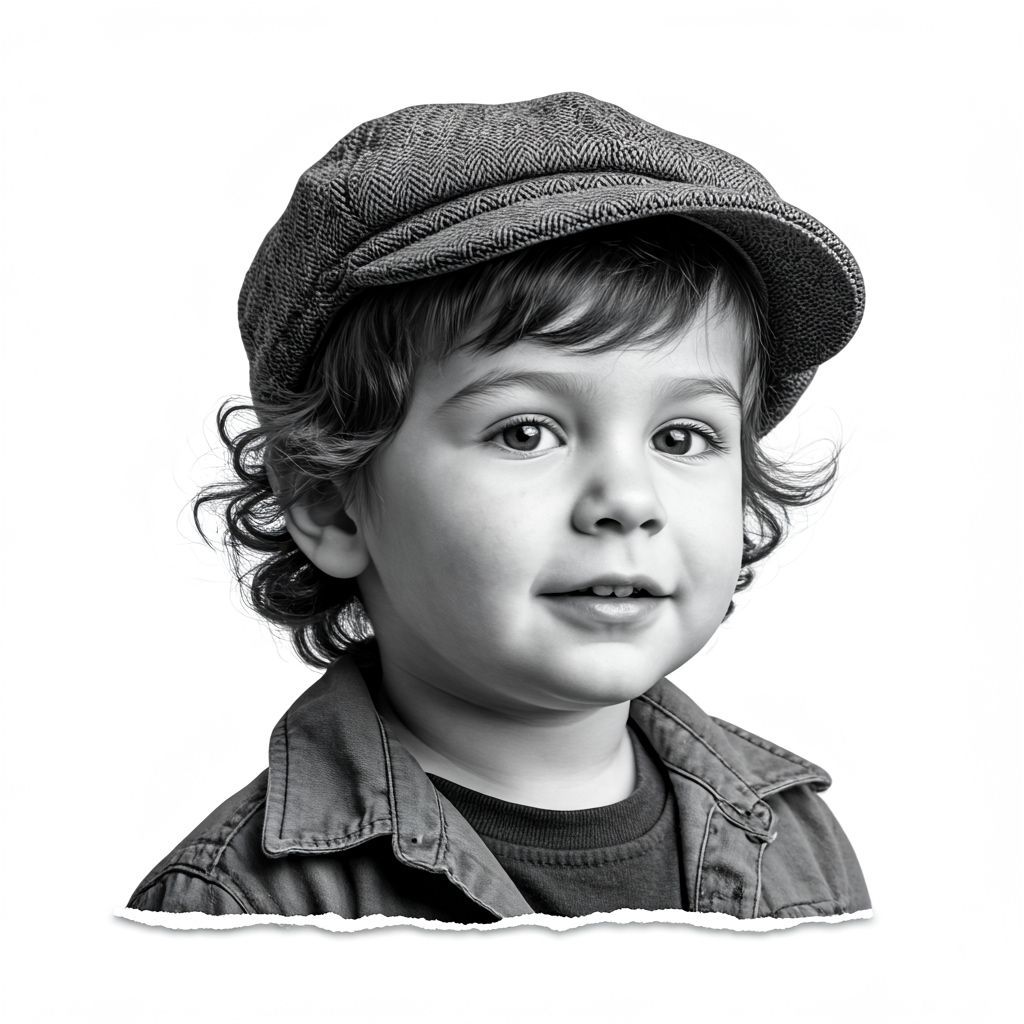 Monochrome Collage of a Boy with Paper Textures