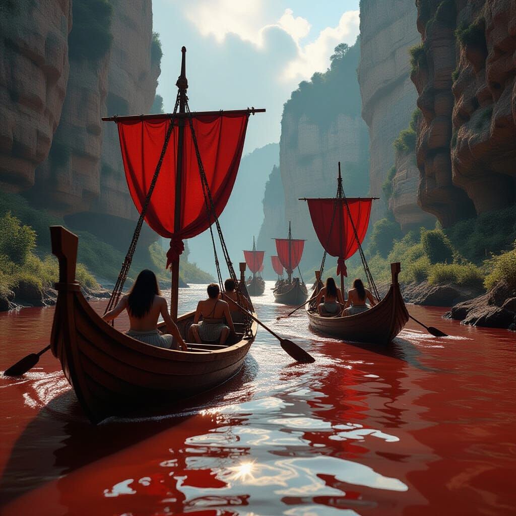 Epic 3D Game Art: Souls Navigating Rivers of Blood