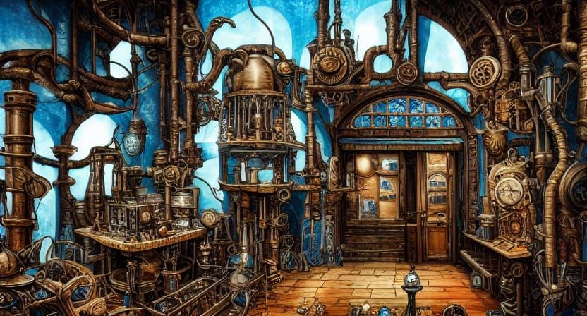 Steampunk Alchemist's Laboratory Interior in 8K