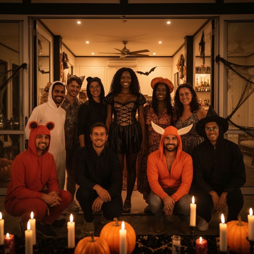 Diverse Halloween Party Scene in Seychelles