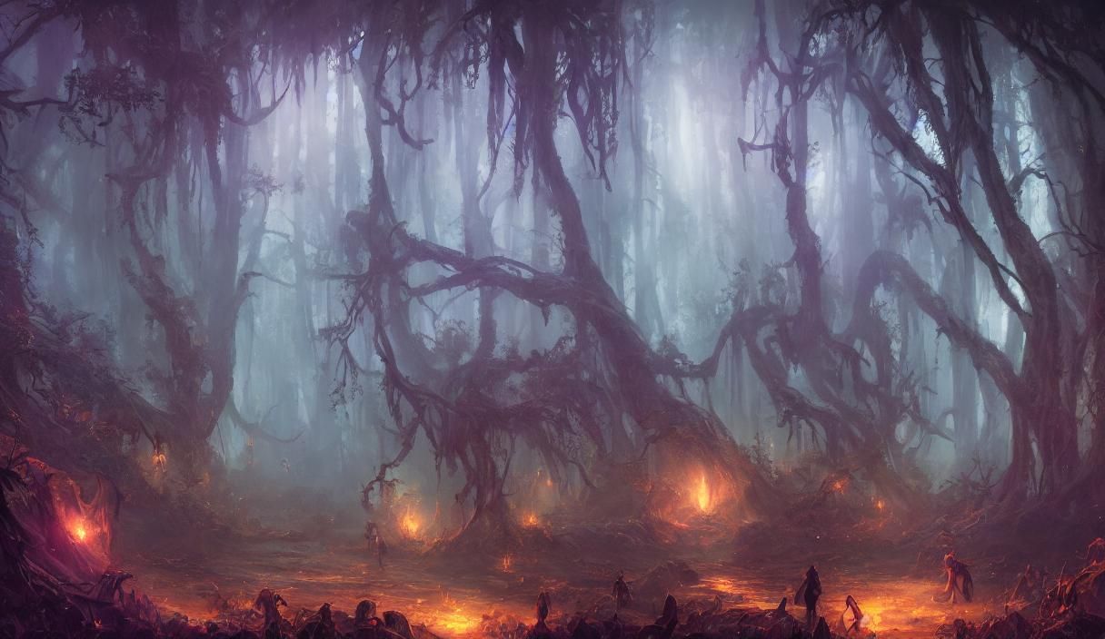 Enchanted Tree in Mystical Forest: Fantasy Art