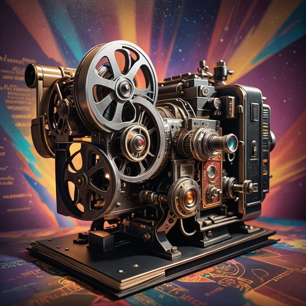 Intricate Film Projector Shaped Like Open Book