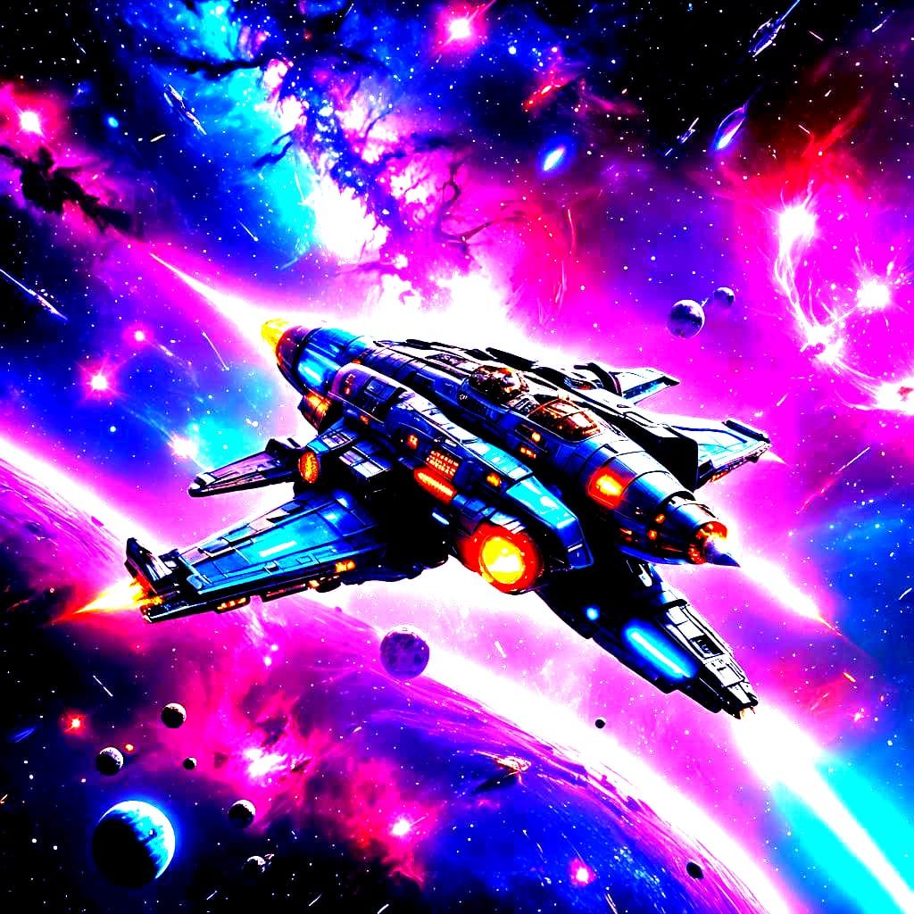 Spaceship Soaring Through the Depths of Space