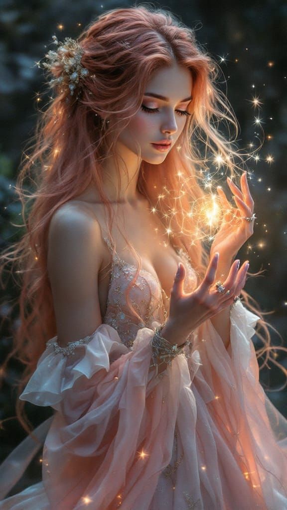 Enchanting Pink-Haired Princess-Mage Portrait