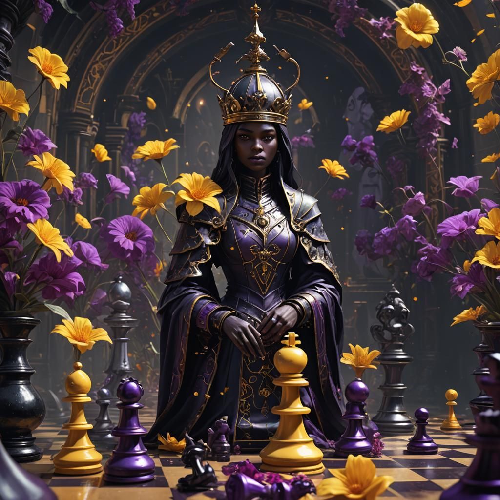 Dark Fantasy: Chess Pawn, Flower, and Romance