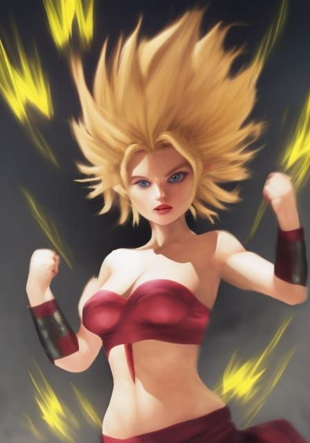 Realistic Super Saiyan Female in Combat