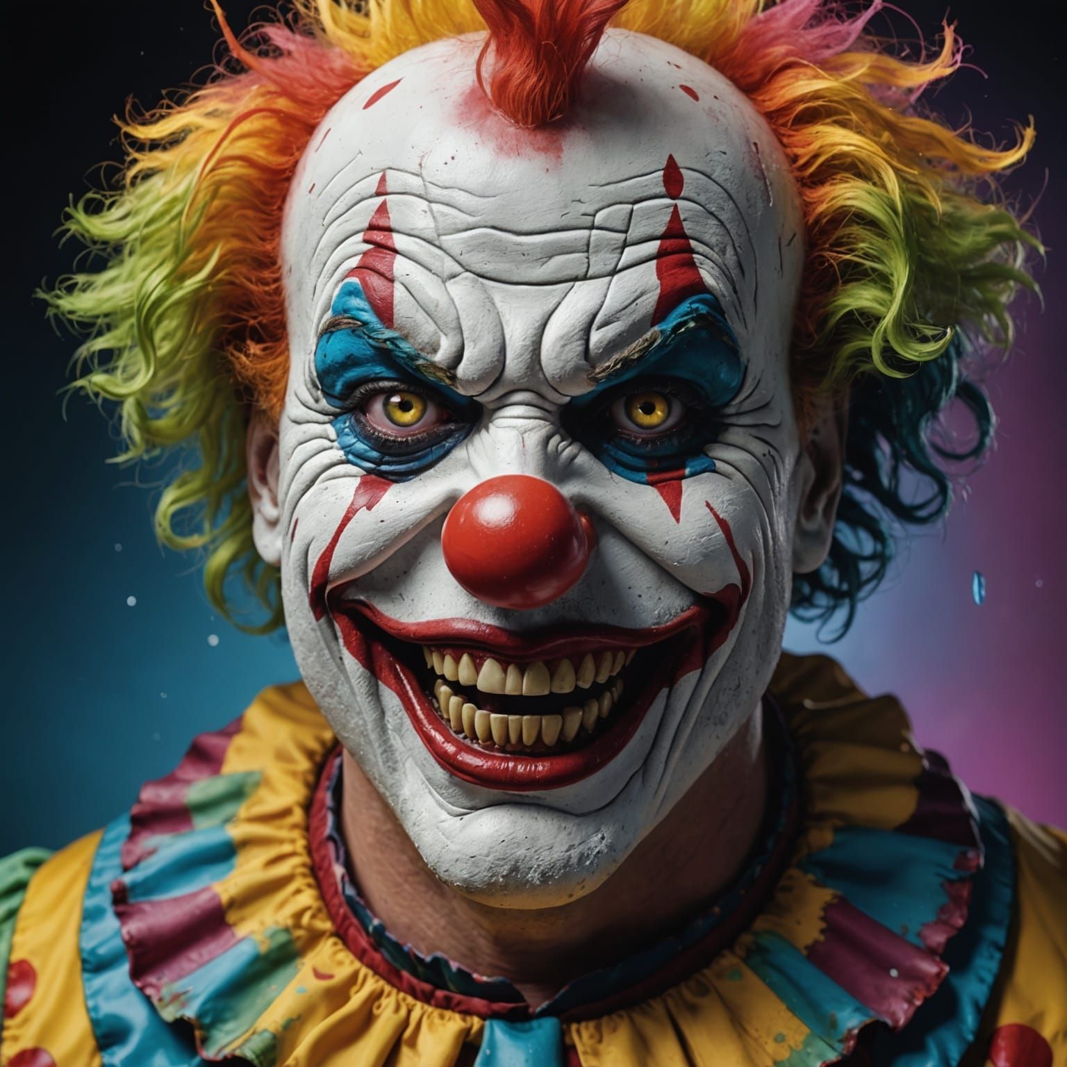 Hyperrealistic Scary Clown with Dramatic Lighting