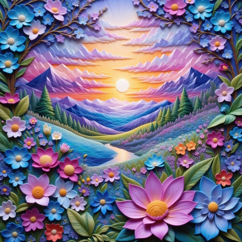 Twilight Floral Arrangement in Watercolor Style