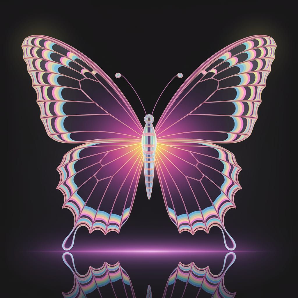 Ethereal Cyberpunk Butterfly Refraction