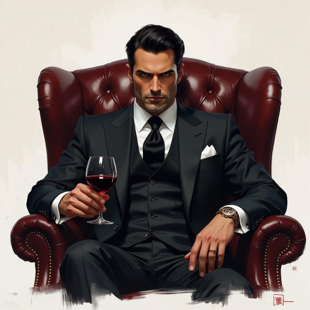 Mafioso in Three-Piece Suit: Detailed Matte Painting