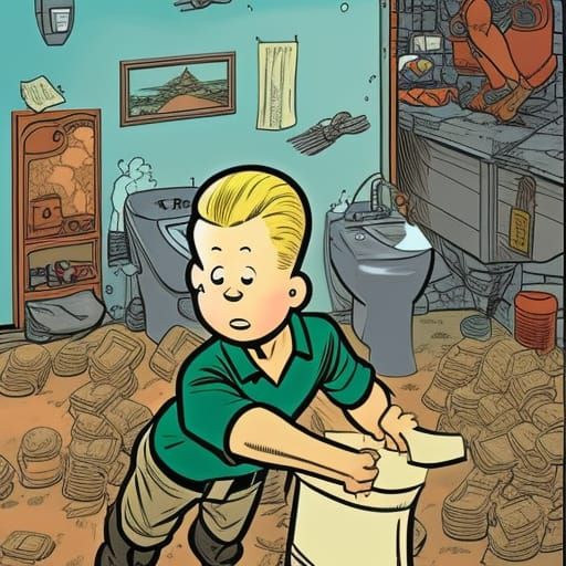 Tintin Runs Out Of Toilet Paper.