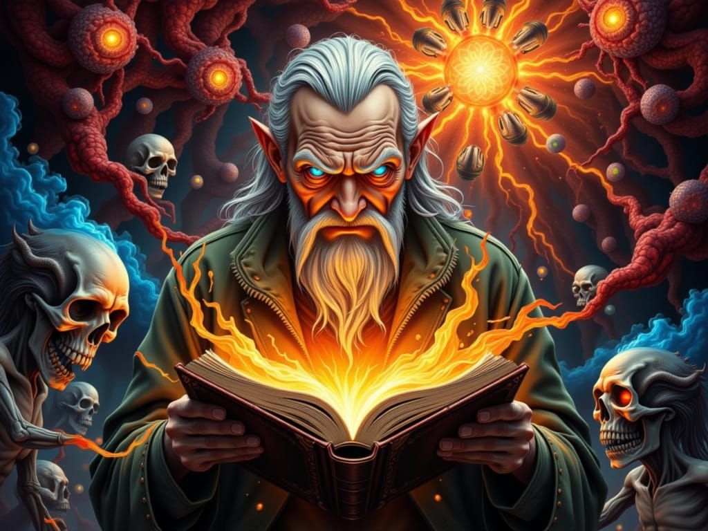 Mystical Old Man Movie Poster in Graphic Novel Style