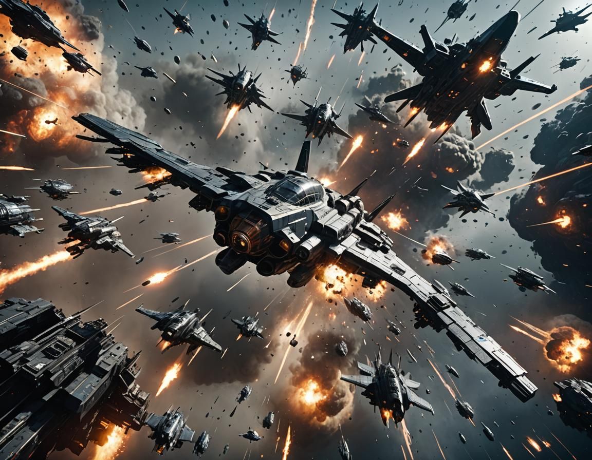 Epic Space Battle in Sci-Fi Style
