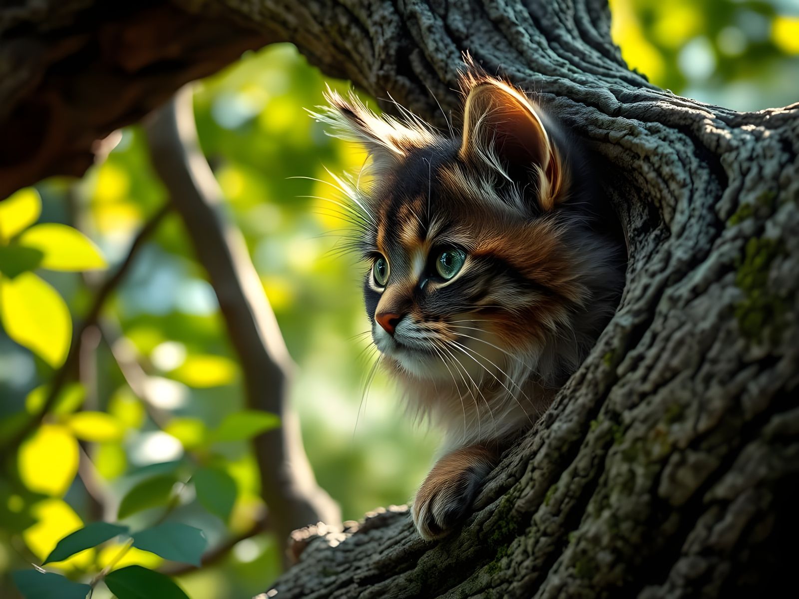 Whimsical Forest Feline