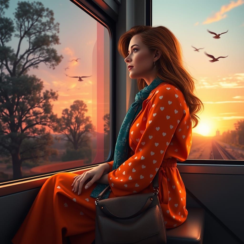 Golden Hour Train Journey in Vibrant Hues
