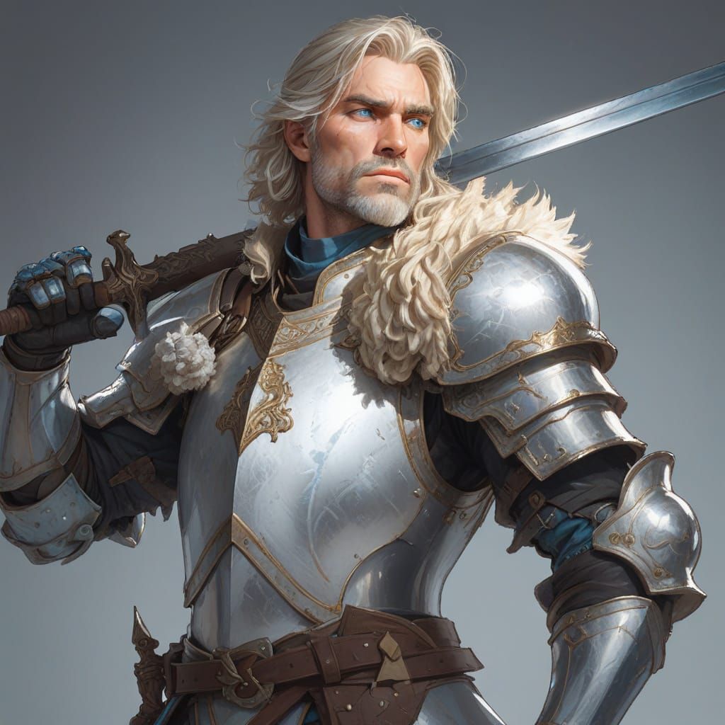 Heroic Paladin in Vibrant Armor, Inspired by Dungeons and Dr...