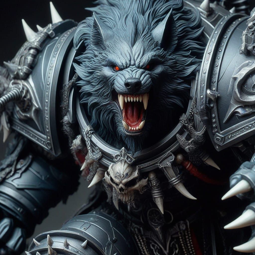 Armored Mythic Legions Dire Wolf-Knight Close-Up