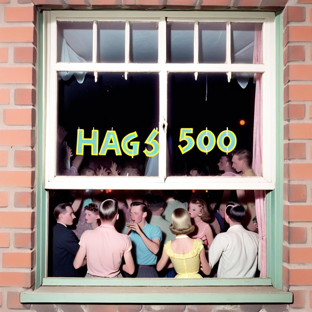 Rave Party Behind Window of 1950s House
