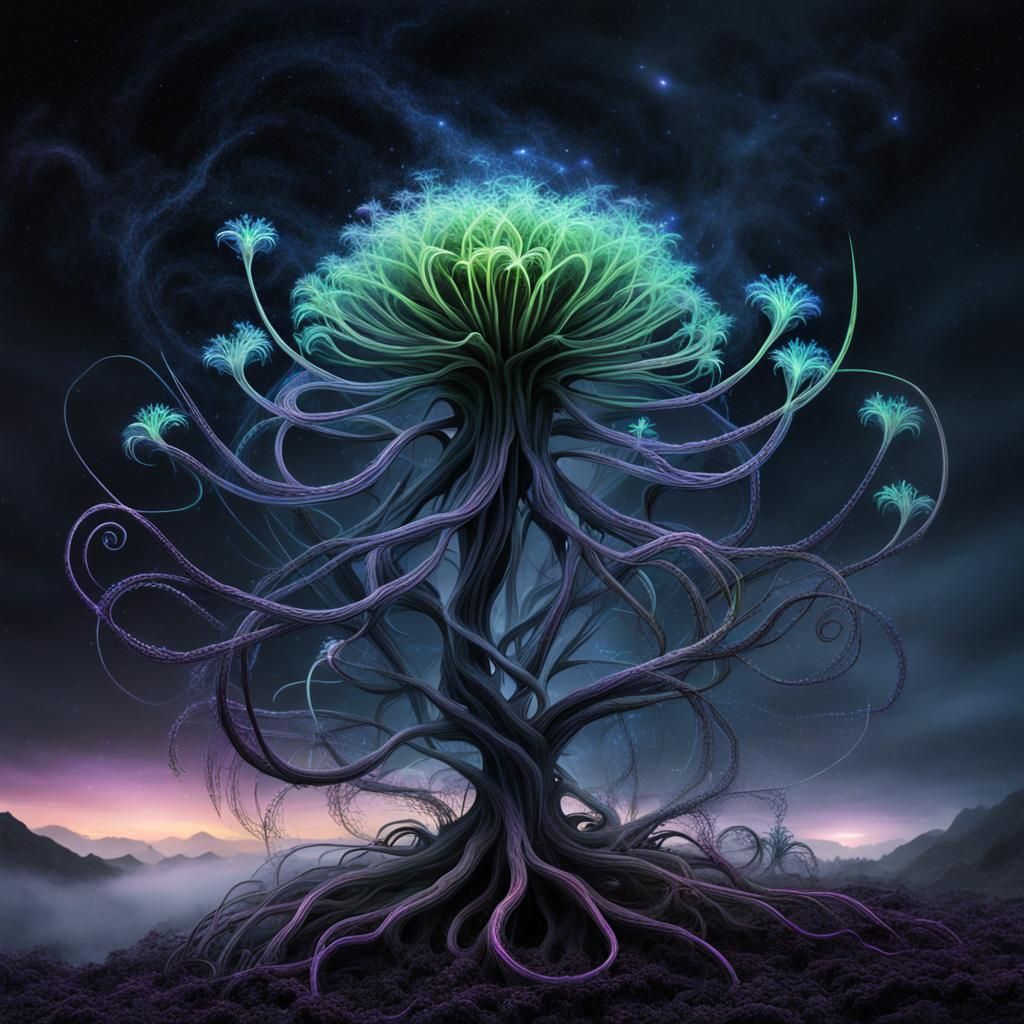 Mysterious Alien Plant with Neon Glow