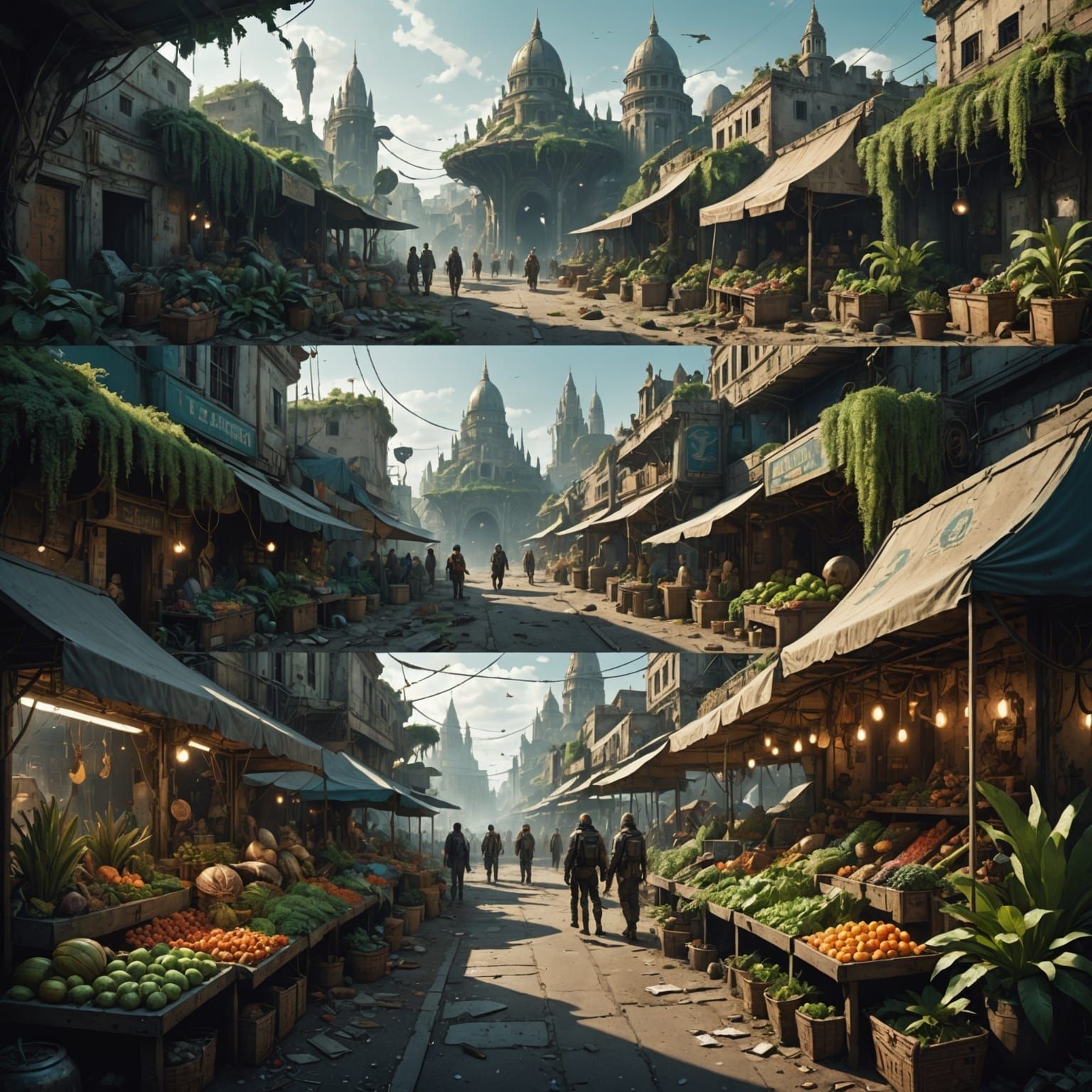 Alien Marketplace Diptych: Rise and Fall