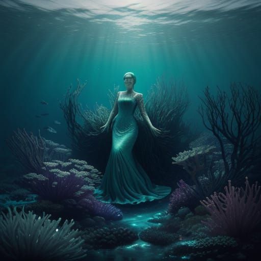 Hyperrealistic Underwater Scene in a Cinematic, High-Contras...